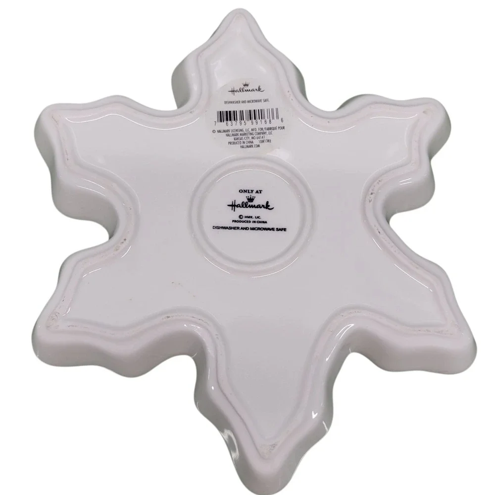 Hallmark Red Snowflake Shaped Dish Serving Bowl Christmas Holiday 9‎ in HGE356